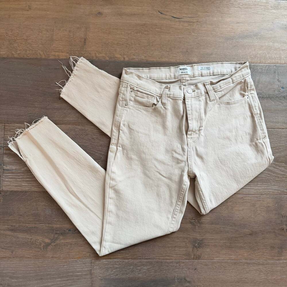 Kensie Vintage Luxe High Rise Raw Hem Natural 🤍 Size 6 or 28